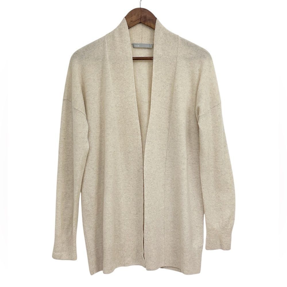 Vince Wool Cashmere Blend Long Cardigan Cream Lightweight Size Medium